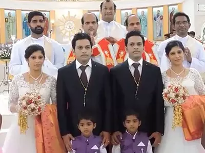 These Twin Brothers Just Married Twin Sisters In A Ceremony Presided Over By Twin Priests