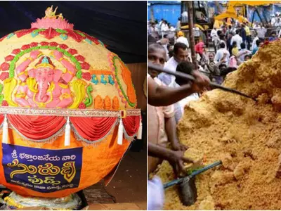 Locals Steal Huge Chunks From A 6-Tonne Ganesh Laddu, All Hell Breaks Loose As Devotees Riot