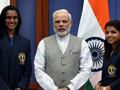 PV Sindhu, Narendra Modi and Sakshi Malik