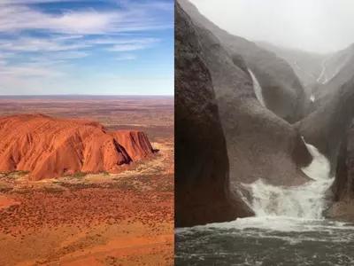 Heavy Rains Turn Australia's Majestic Desert Mountain Into A Series Of Stunning Waterfalls!