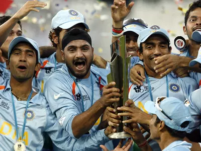 Indian team with the ICC World T20 2007