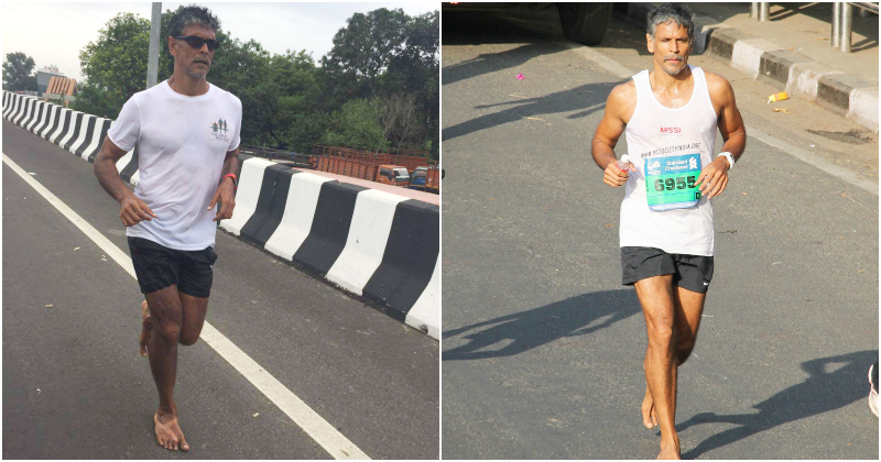milind soman running slippers