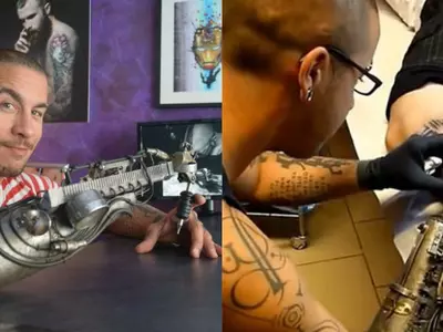 After Losing His Arm, This Guy Had A Prosthetic Arm Fitted That Doubled As A Tattoo Machine!