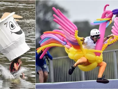 It's A Bird, It's A Plane, Or Is It A Toilet Bowl? The Story Of Melbourne's Birdman Rally Where The Bizzare Take To Skies