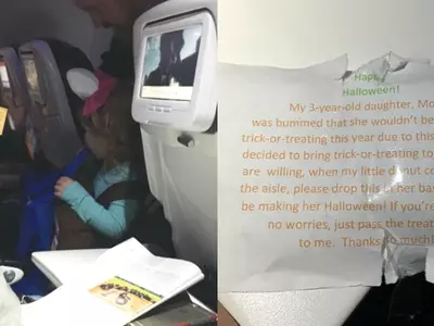 This Dad Distributed Candies To Everyone On Flight So That His Daughter Didn't Miss Halloween