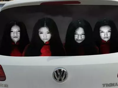 The Chinese Are Scaring The Sh*t Out Of Drivers Using High-Beam With Scary Rear Window Decals!