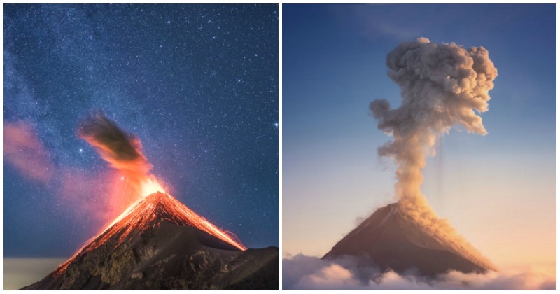 These Photos Of An Erupting Volcano Under The Milky Way Are Both ...