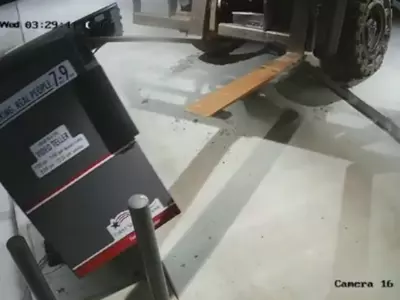 Thieves Steal ATM With Forklift