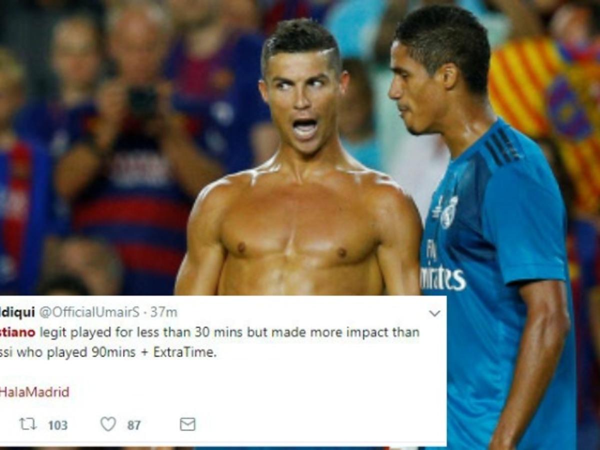 Cristiano Ronaldo mocks Lionel Messi with shirt celebration at Camp Nou