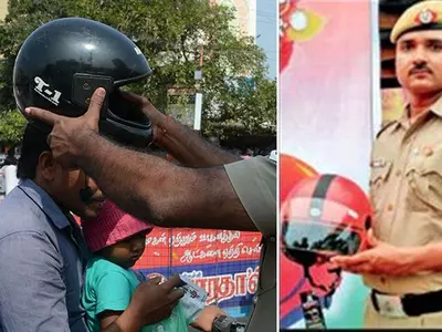 Delhi Cop Gifts Helmets To Bikers After Booking Them