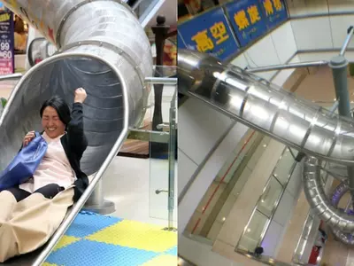 Shoppers Have The Time Of Their Lives As Chinese Mall Replaces Elevators With A 150-Foot Slide!