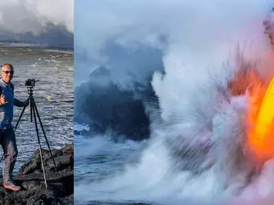 Brave Photographer Clicks Incredible Pictures Of Exploding Volcano From Just Metres Away!