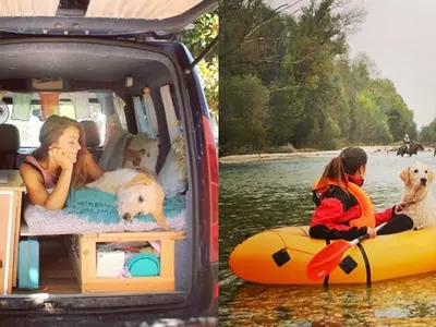 This Woman Gave Her Old Van A Stylish Makeover So That She Could Travel The World With Her Dog!