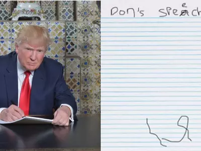 Trump Shares Photo Of Him Writing His Inauguration Speech & Gets Mercilessly Mocked For It!