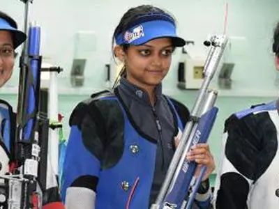 Meghana Wins Gold In Lakshya Cup Mixed Shooting Competition