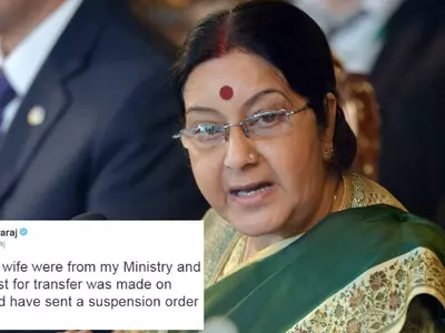 Sushma Swaraj Takes No Nonsense, Slams A Man's Twitter Request To Get His Wife Transferred