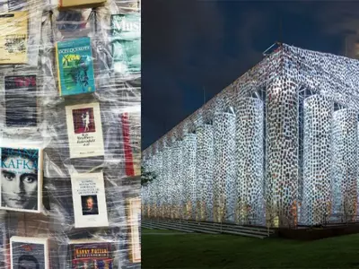 Artist Builds A Replica Of Greek Temple With 100,000 Banned Books At Nazi Book Burning Site