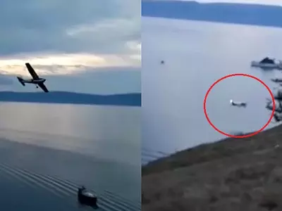 A Passenger Plane Plunging Into Lake Baikal In Russia After Engine Failure Caught On Camera
