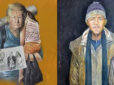 Syrian Artist Paints Trump, Obama, And Others As Refugees Because 'Vulnerability Is A Gift'