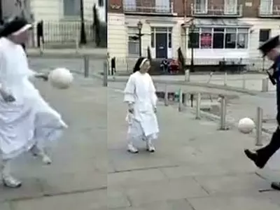 Nun plays football