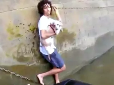 Hero Man Jumps Into River Thames In London To Save A Dog that Wasn't Even His Own Pet!