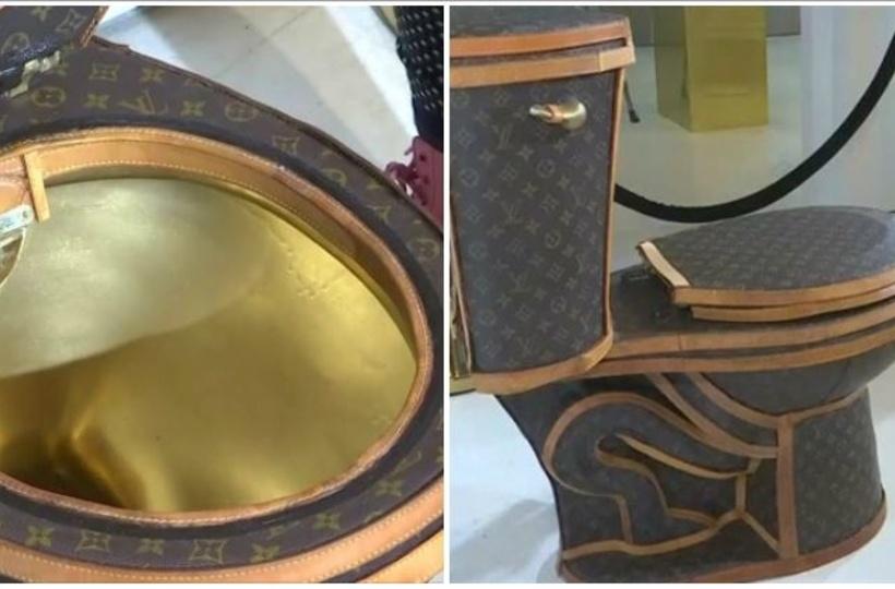 The Louis Vuitton toilet costs $100,000, This golden toilet was made out  of Louis Vuitton bags, By In The Know Gadgets