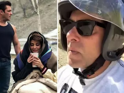 A picture of Salman Khan and Jacqueline Fernandez shooting for Race 3.