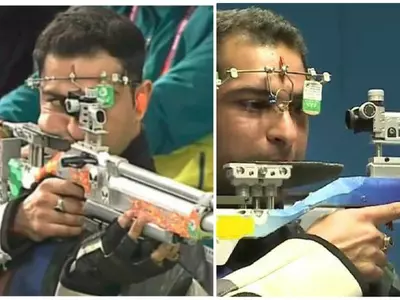 Ravi secured 3rd place in the  men's 10m air rifle event.