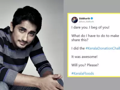 Actor Siddharth Launches ‘Kerala Donation Challenge’, Urges People To Help The Flood Victims