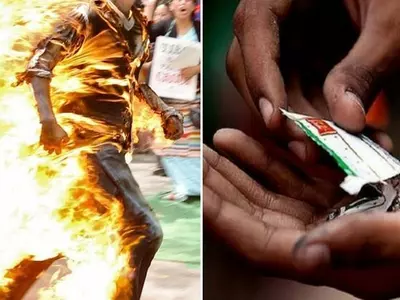 Man set fire in Mathura