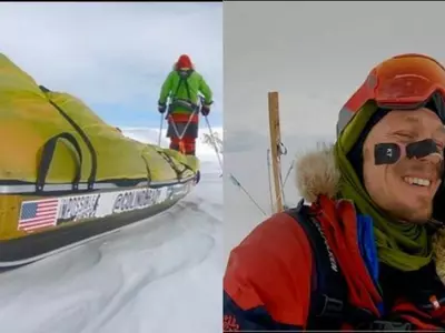 American adventurer, Colin O' Brady, Antarctica, first person in world, trek,Louis Rudd