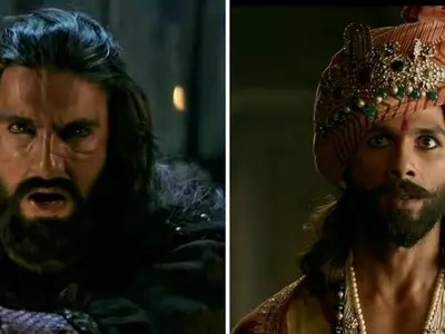 A still of Ranveer Singh and Shahid Kapoor from Padmaavat