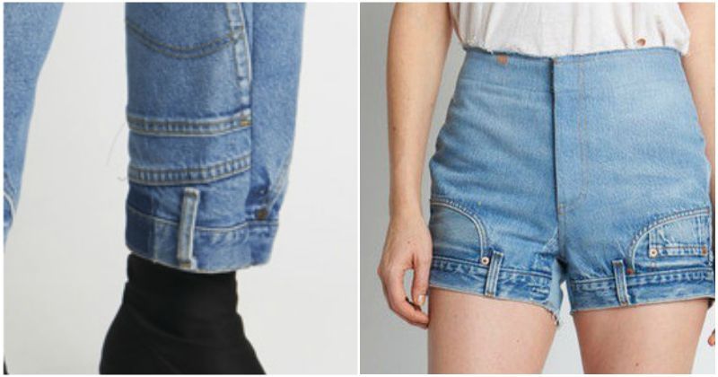 Upside down top jean shorts