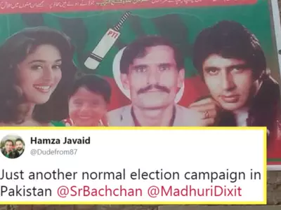 Madhuri Dixit & Amitabh Bachchan Appear On Pakistan Poll Candidate’s Poster & People Are In Splits