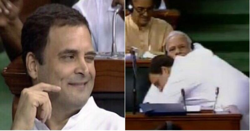 Rahul Gandhi Surprises Pm Modi By Hugging Him After Concluding A Fiery Speech At Parliament 3209