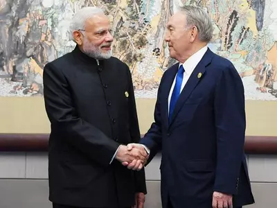 Prime Minister Narendra Modi and Kazakhstan's President Nursultan Nazarbayev