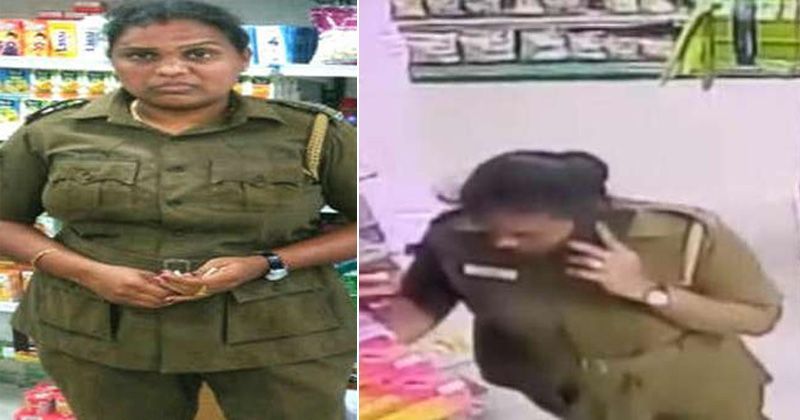 Woman Cop Caught Stealing Chocolates On Cctv Then Her Husband Beats Up