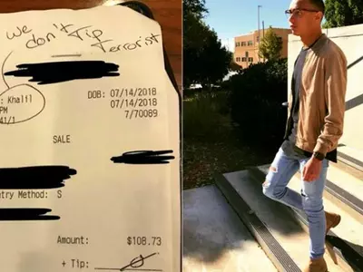 'We Don’t Tip A Terrorist', Wrote Customer On A Bill Because Waiter Had A Muslim Name