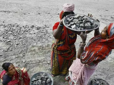 Women In Bihar Village, Build Road,