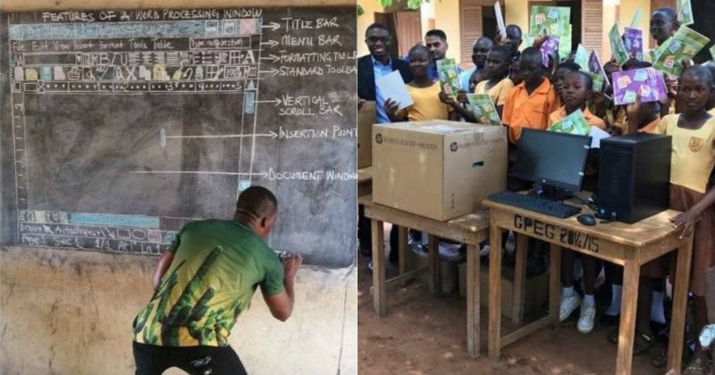 Computer Teacher In Ghana Has No Computers So He Draws Microsoft Word On  The Blackboard : Goats and Soda : NPR