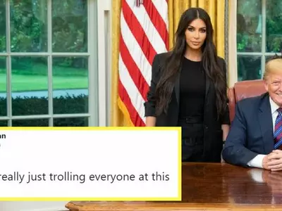 A picture of Kim Kardashian meeting US President Donald Trump.