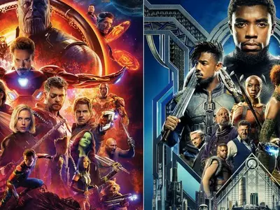 A poster of Avengers: Infinity War and Black Panther.