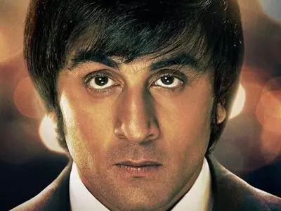 A poster of Ranbir Kapoor as Sanjay Dutt from his biopic titled Sanju.