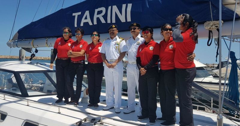 Indian Navy's All-Women Crew Arrives In Goa After Circumnavigating The ...