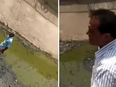 Man Made To Pick Up Garbage He Threw In The Canal