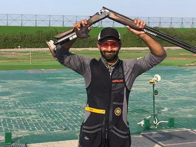 Angad Vir Singh Bajwa As He Shoots Historic Skeet Gold At Asian Shotgun Championship