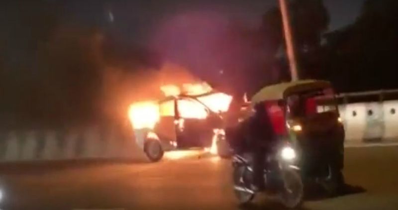 Dramatic Video Shows Burning Car Rolling Down A Flyover, Hitting An ...