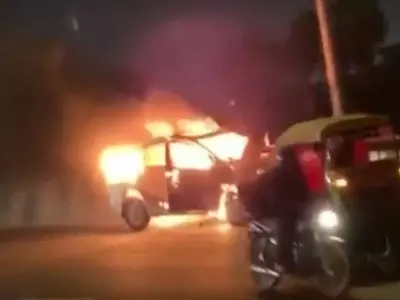 Burning Car Turns Into A Fireball