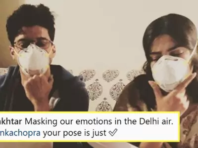 Farhan & PC Struggle To Cope With Delhi’s Polluted Air While Shooting For ‘The Sky Is Pink’