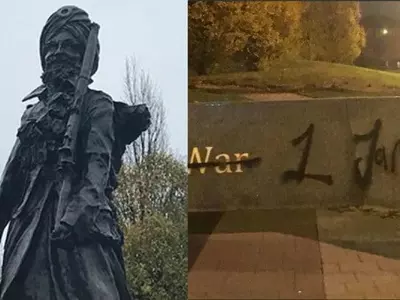 sikh statue, war memorial, Smethwick, Birmingham, United Kingdom, vandalise, jarnail singh Bhindranw